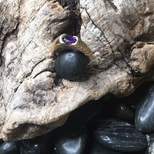 14kt Yellow Gold Amethyst Ring Size 7